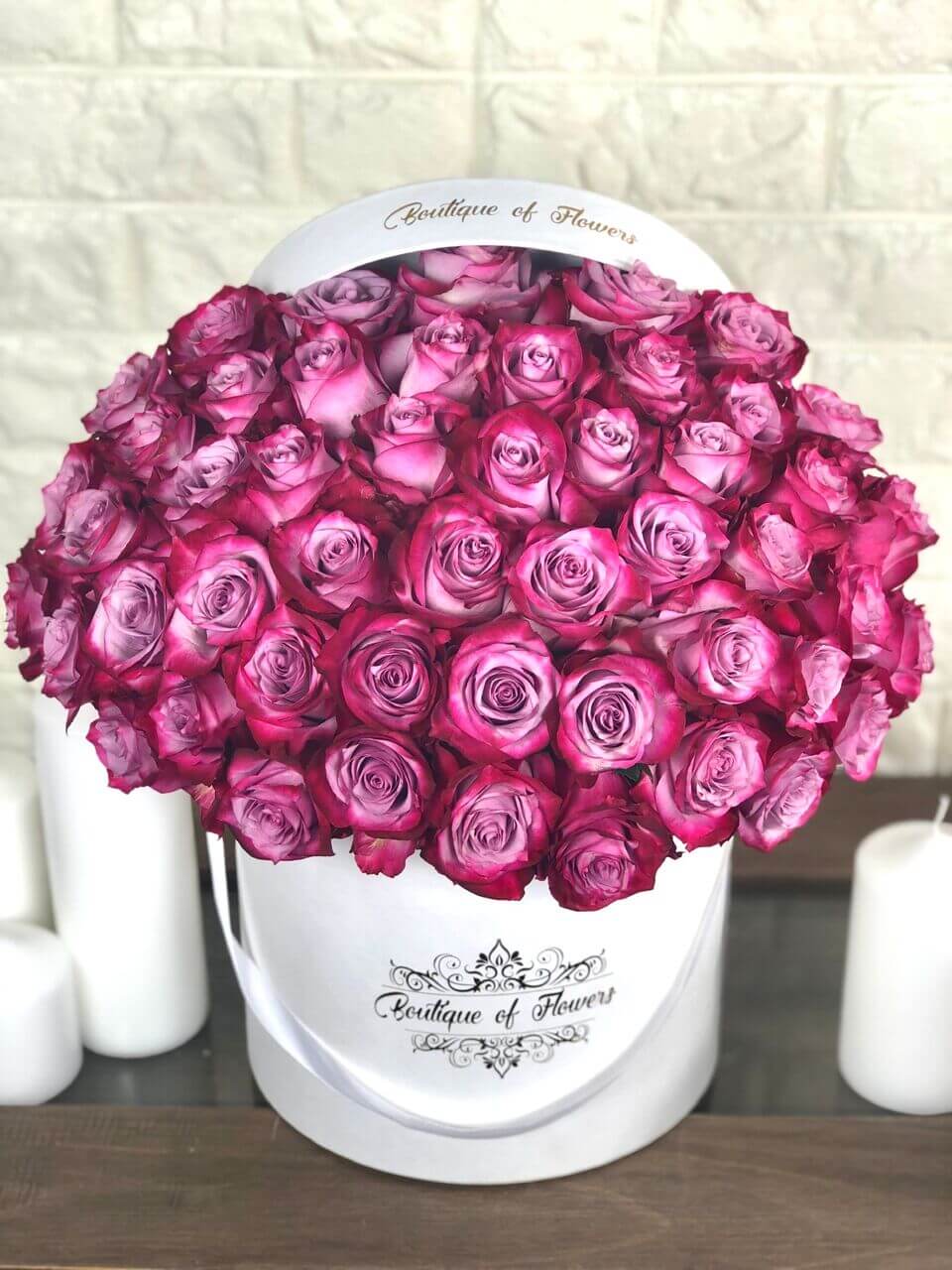 50 purple rose round box